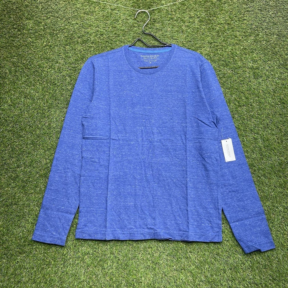 Banana Republic Shirt Mens Medium Long Sleeve Soft Wash Cotton Heather Blue NWT